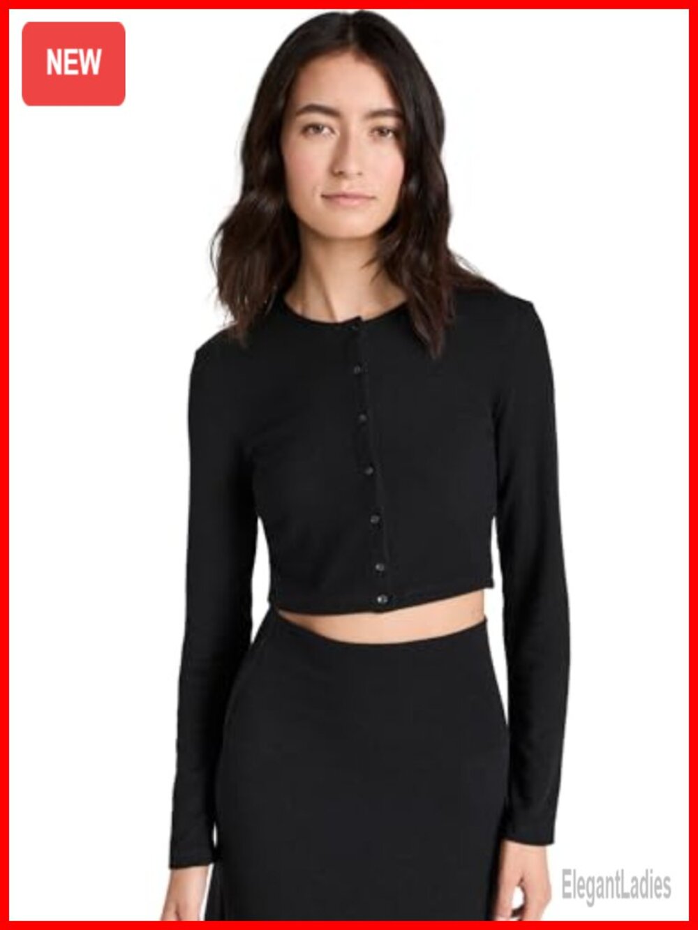 Leset Lauren Crop Cardigan II Fine Knit Button Fitted Button-Up